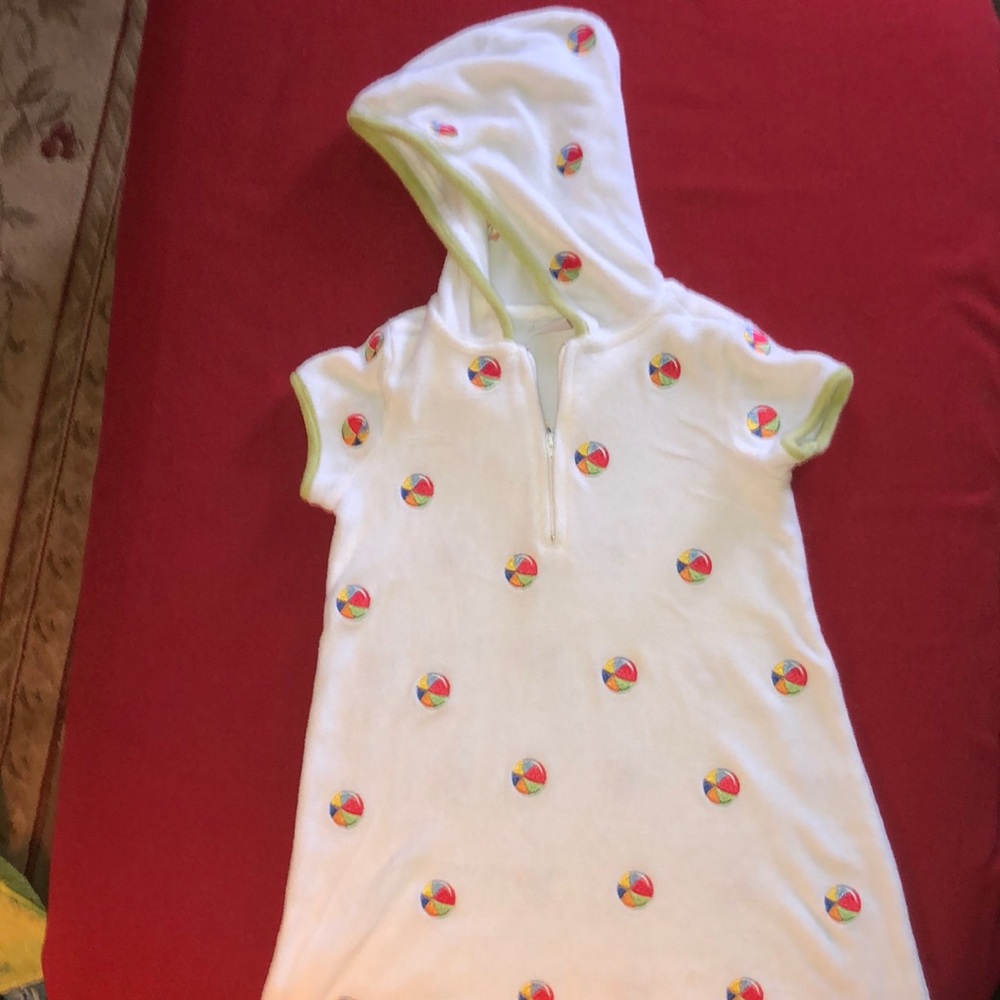 Hooded terry cloth beach coverup